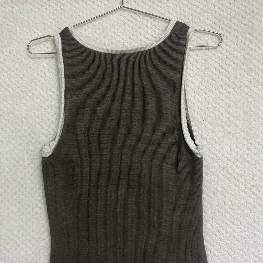Caroline Constas Ribbed Knit Stretch Midi Dress Green Sleeveless Designer Medium - Picture 7 of 10